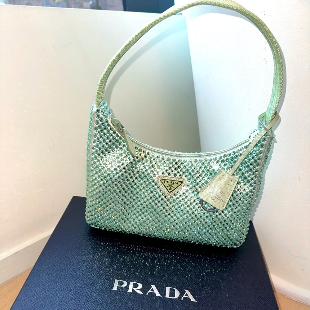 NWT! PRADA RE-EDITION SHOULDER BAG-CRYSTALIZED AQUA-NEVER WORN- LIMITED EDITION